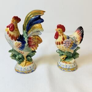 Fitz and Floyd Classics Rooster and Hen Salt and Pepper Shakers